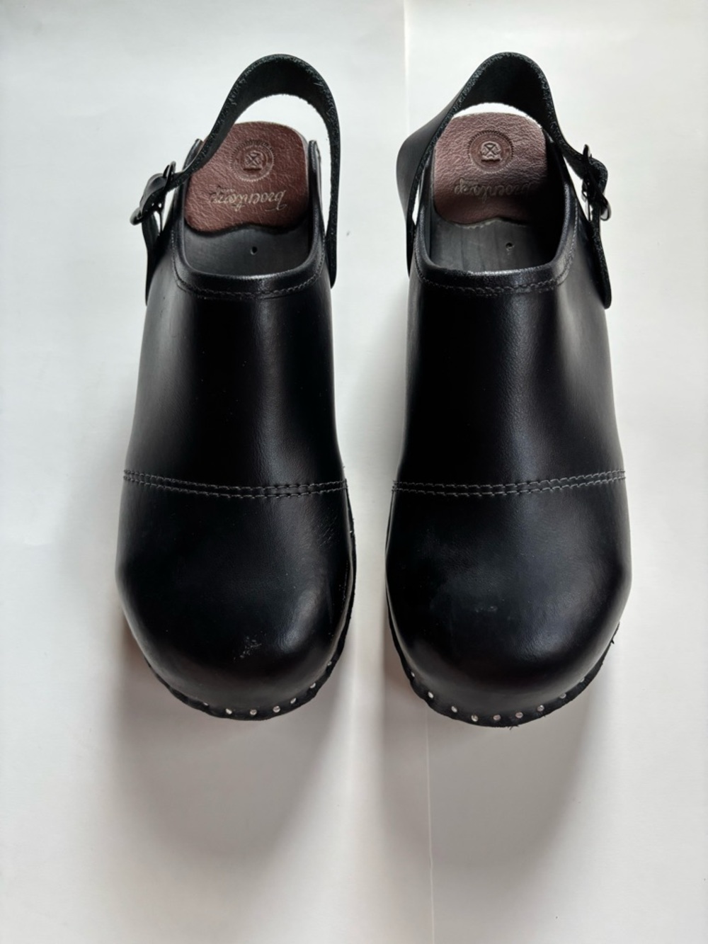 Troentorp Safety Clogs Black Leather Strap 39 8.5